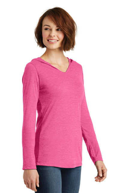 District Women's Perfect Tri Long Sleeve Hoodie. DM139L - Fuchsia Frost