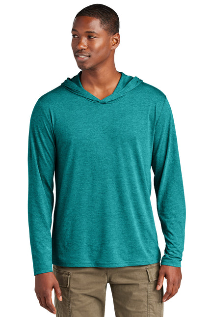 District Perfect Tri Long Sleeve Hoodie. DM139 - Heathered Teal