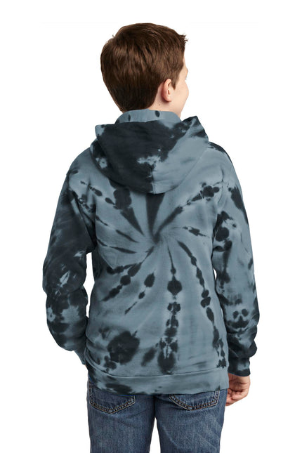 Port & Company Youth Tie-Dye Pullover Hooded Sweatshirt. PC146Y - Black