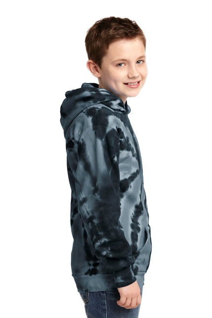 Port & Company Youth Tie-Dye Pullover Hooded Sweatshirt. PC146Y - Black
