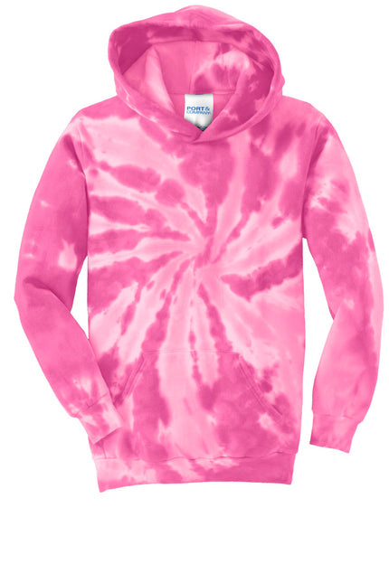Port & Company Youth Tie-Dye Pullover Hooded Sweatshirt. PC146Y - Pink