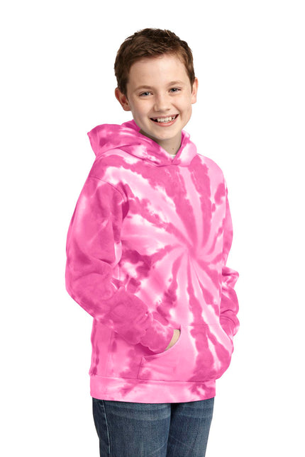 Port & Company Youth Tie-Dye Pullover Hooded Sweatshirt. PC146Y - Pink