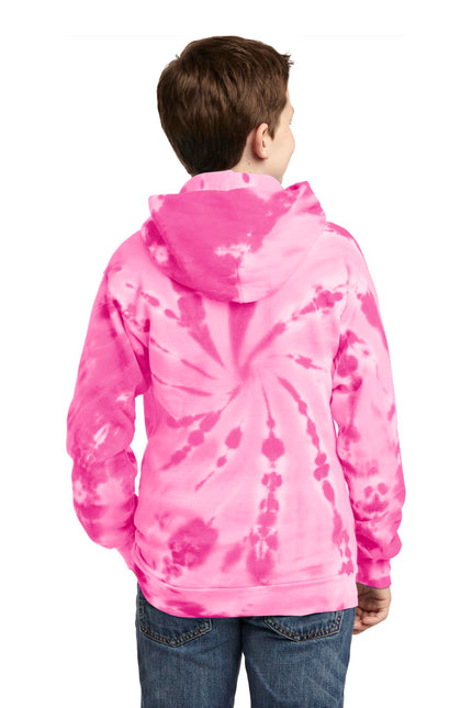 Port & Company Youth Tie-Dye Pullover Hooded Sweatshirt. PC146Y - Pink