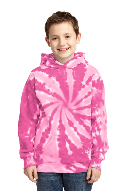 Port & Company Youth Tie-Dye Pullover Hooded Sweatshirt. PC146Y - Pink
