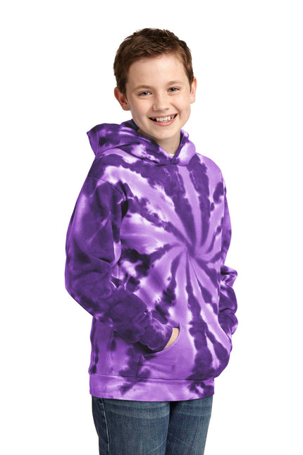 Port & Company Youth Tie-Dye Pullover Hooded Sweatshirt. PC146Y - Purple