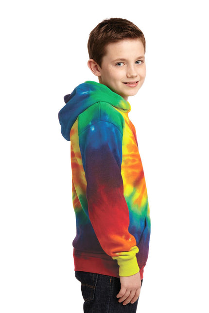 Port & Company Youth Tie-Dye Pullover Hooded Sweatshirt. PC146Y - Rainbow