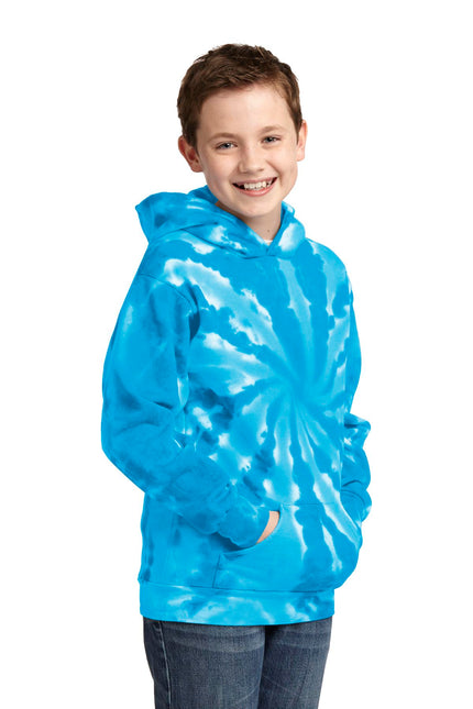 Port & Company Youth Tie-Dye Pullover Hooded Sweatshirt. PC146Y - Turquoise