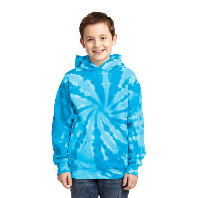 Port & Company Youth Tie-Dye Pullover Hooded Sweatshirt. PC146Y - Turquoise