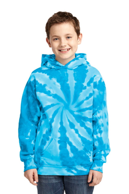 Port & Company Youth Tie-Dye Pullover Hooded Sweatshirt. PC146Y - Turquoise
