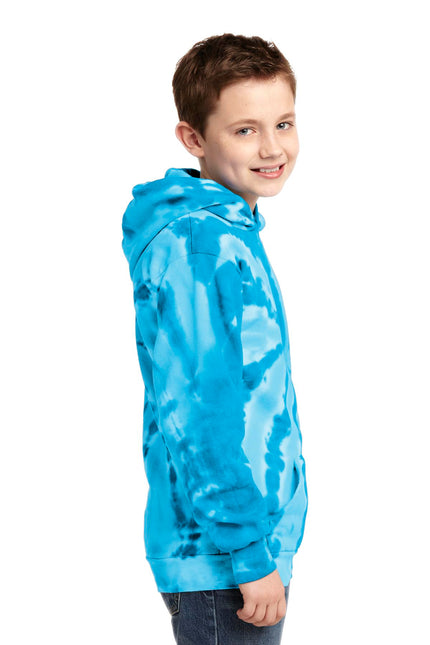 Port & Company Youth Tie-Dye Pullover Hooded Sweatshirt. PC146Y - Turquoise