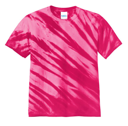 Port & Company - Tiger Stripe Tie-Dye Tee. PC148 - Pink