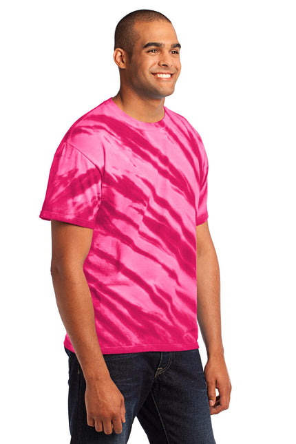 Port & Company - Tiger Stripe Tie-Dye Tee. PC148 - Pink