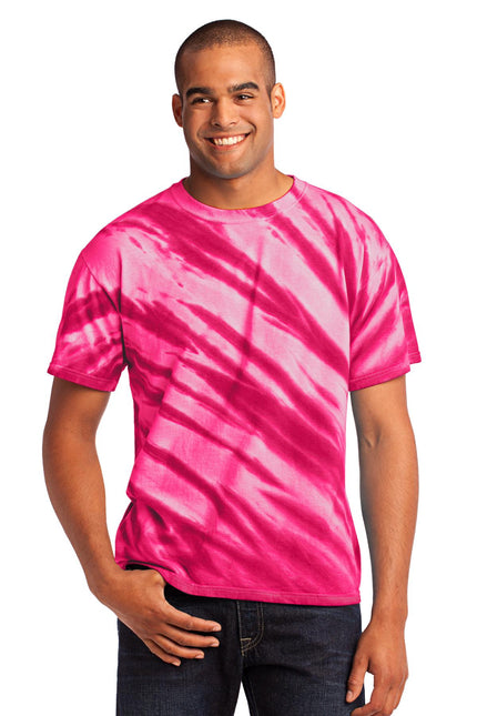 Port & Company - Tiger Stripe Tie-Dye Tee. PC148 - Pink