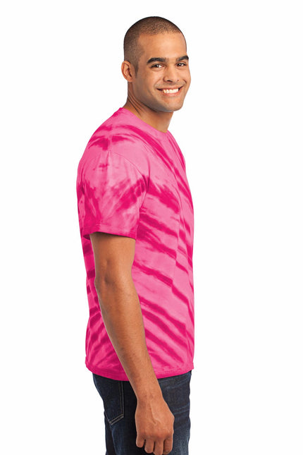 Port & Company - Tiger Stripe Tie-Dye Tee. PC148 - Pink