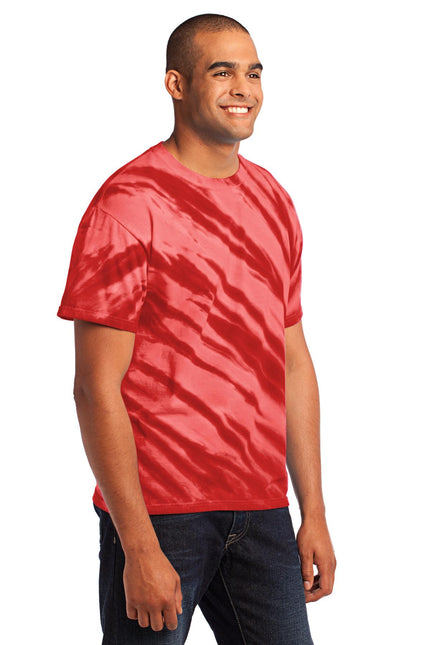 Port & Company - Tiger Stripe Tie-Dye Tee. PC148 - Red