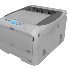 Union Prints 8432WDT white toner transfer printer with sleek design and control panel for high-quality printing.