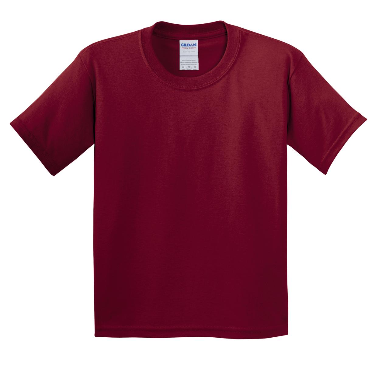 Gildan - Youth Heavy Cotton 100% Cotton T-Shirt. 5000B - Garnet