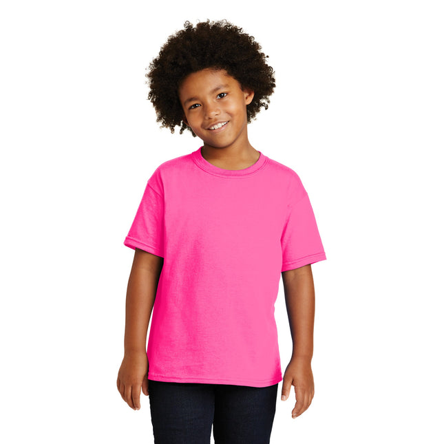 Gildan - Youth Heavy Cotton 100% Cotton T-Shirt. 5000B - Safety Pink
