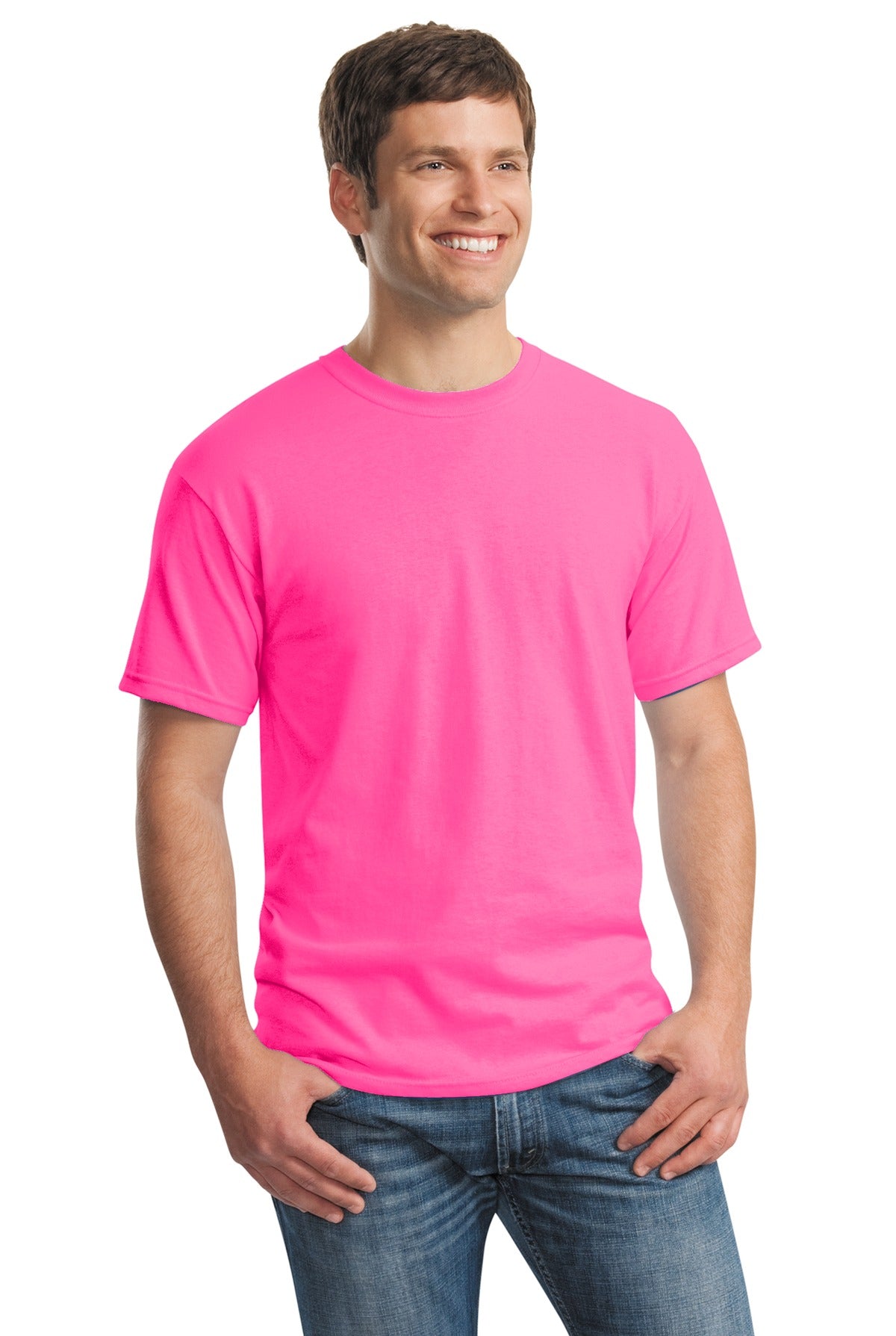 Gildan - Heavy Cotton 100% Cotton T-Shirt. 5000 - Safety Pink