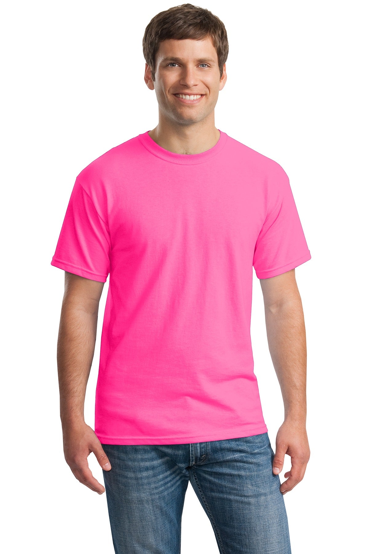 Gildan - Heavy Cotton 100% Cotton T-Shirt. 5000 - Safety Pink