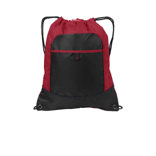 Port Authority Pocket Cinch Pack. BG611 - True Red/ Black