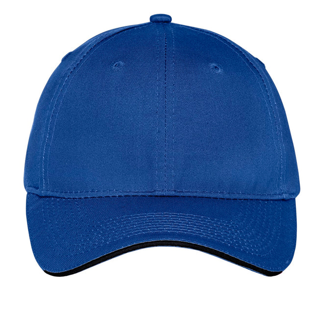 Port & Company Unstructured Sandwich Bill Cap. C919 - Royal/ Black