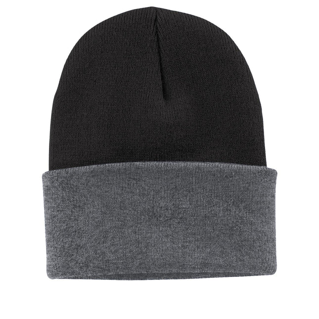 Port & Company Knit Cap. CP90 - Black/ Athletic Oxford