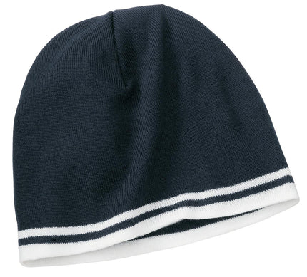 Port & Company Fine Knit Skull Cap with Stripes. CP93 - Navy/ White