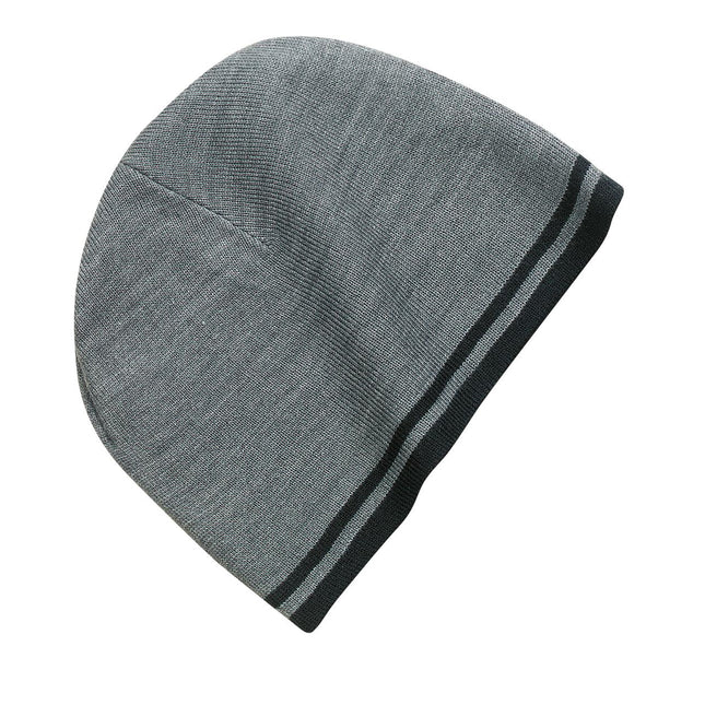 Port & Company Fine Knit Skull Cap with Stripes. CP93 - Athletic Oxford/ 
Black