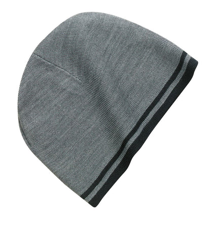 Port & Company Fine Knit Skull Cap with Stripes. CP93 - Athletic Oxford/ 
Black