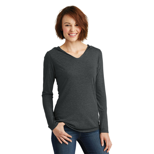 District Women's Perfect Tri Long Sleeve Hoodie. DM139L - Black Frost