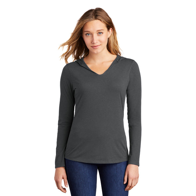District Women's Perfect Tri Long Sleeve Hoodie. DM139L - Charcoal
