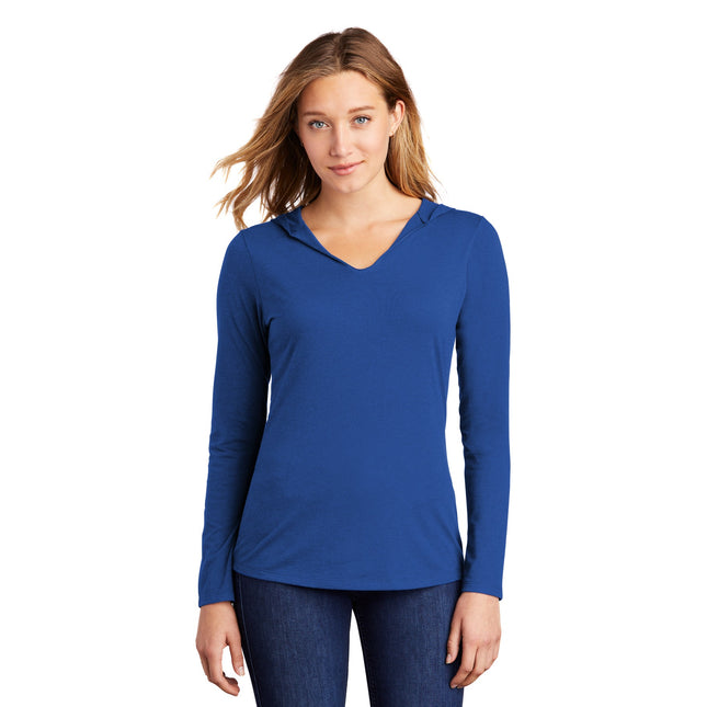 District Women's Perfect Tri Long Sleeve Hoodie. DM139L - Deep Royal