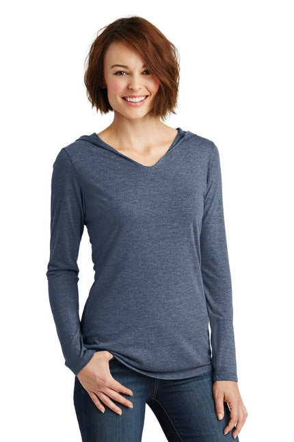District Women's Perfect Tri Long Sleeve Hoodie. DM139L - Navy Frost