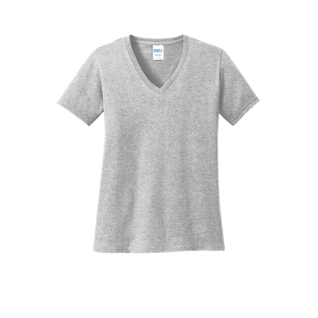Port & Company Ladies Core Cotton V-Neck Tee. LPC54V - Ash