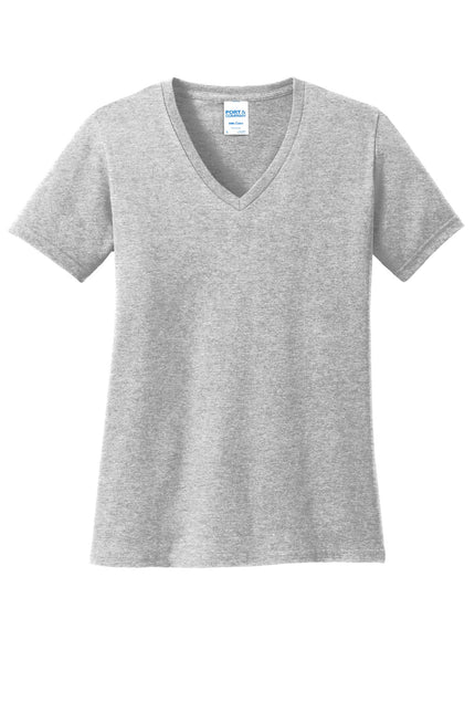 Port & Company Ladies Core Cotton V-Neck Tee. LPC54V - Ash