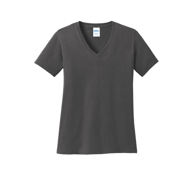 Port & Company Ladies Core Cotton V-Neck Tee. LPC54V - Charcoal