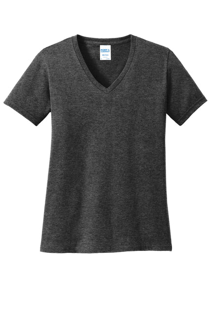 Port & Company Ladies Core Cotton V-Neck Tee. LPC54V - Dark Heather Grey