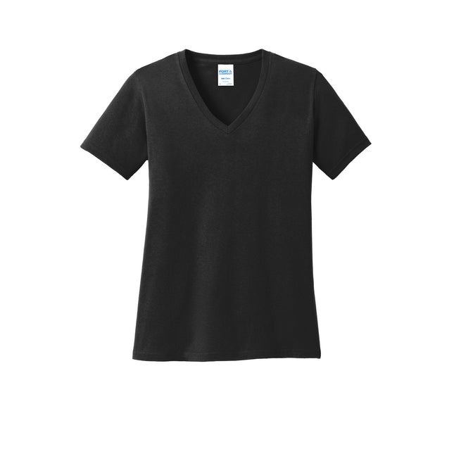 Port & Company Ladies Core Cotton V-Neck Tee. LPC54V - Jet Black