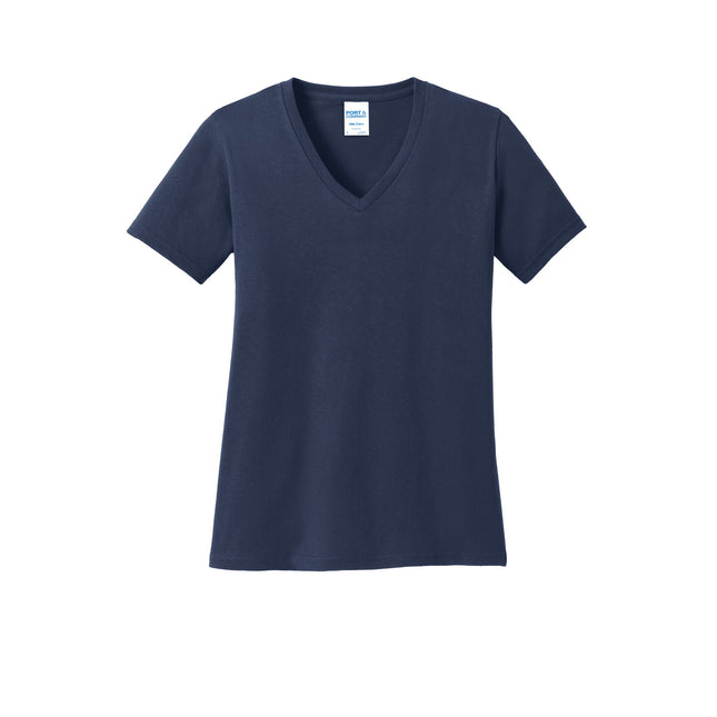 Port & Company Ladies Core Cotton V-Neck Tee. LPC54V - Navy