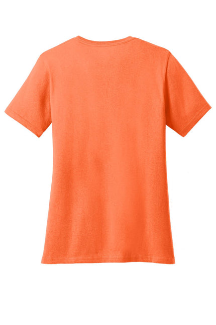 Port & Company Ladies Core Cotton V-Neck Tee. LPC54V - Neon Orange