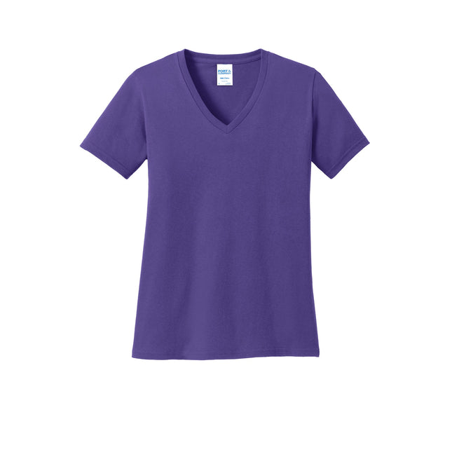 Port & Company Ladies Core Cotton V-Neck Tee. LPC54V - Purple