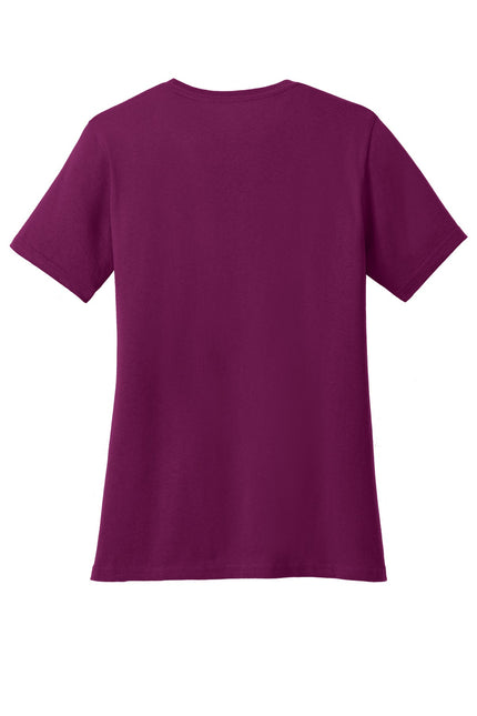 Port & Company Ladies Core Cotton V-Neck Tee. LPC54V - Raspberry