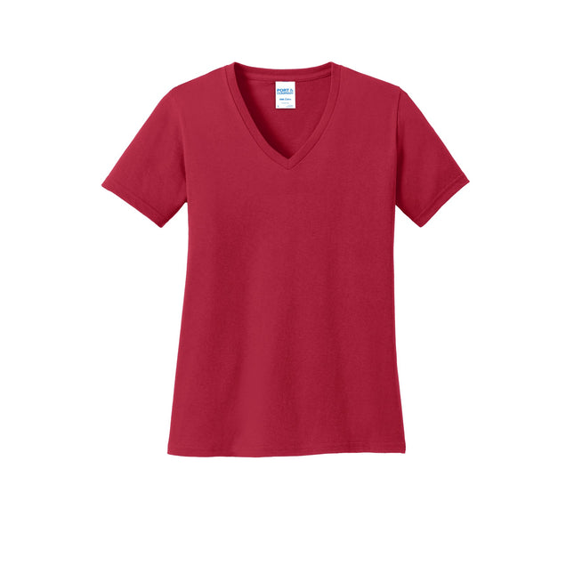 Port & Company Ladies Core Cotton V-Neck Tee. LPC54V - Red