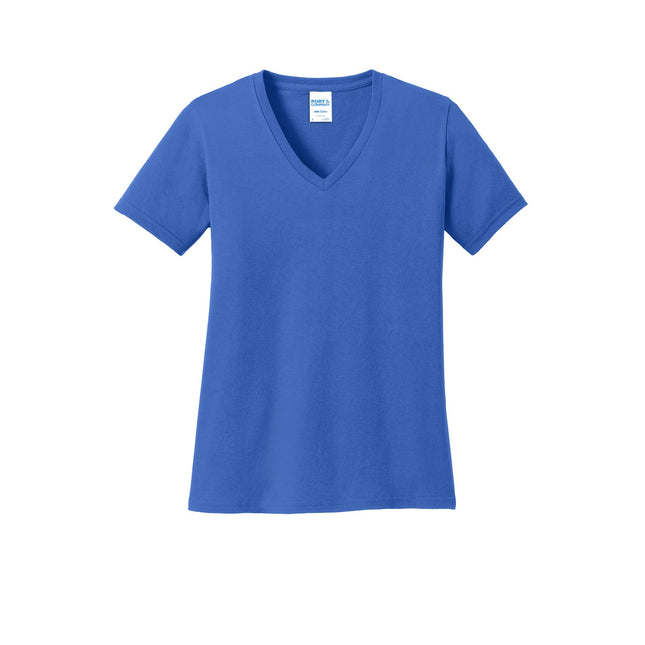 Port & Company Ladies Core Cotton V-Neck Tee. LPC54V - Royal