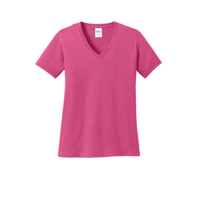 Port & Company Ladies Core Cotton V-Neck Tee. LPC54V - Sangria