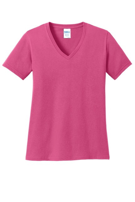 Port & Company Ladies Core Cotton V-Neck Tee. LPC54V - Sangria