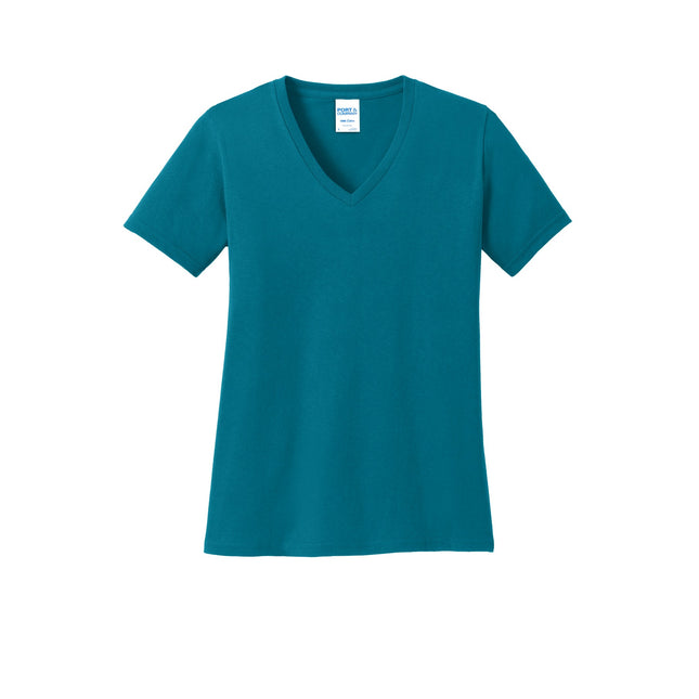 Port & Company Ladies Core Cotton V-Neck Tee. LPC54V - Teal