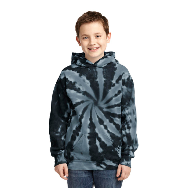 Port & Company Youth Tie-Dye Pullover Hooded Sweatshirt. PC146Y - Black