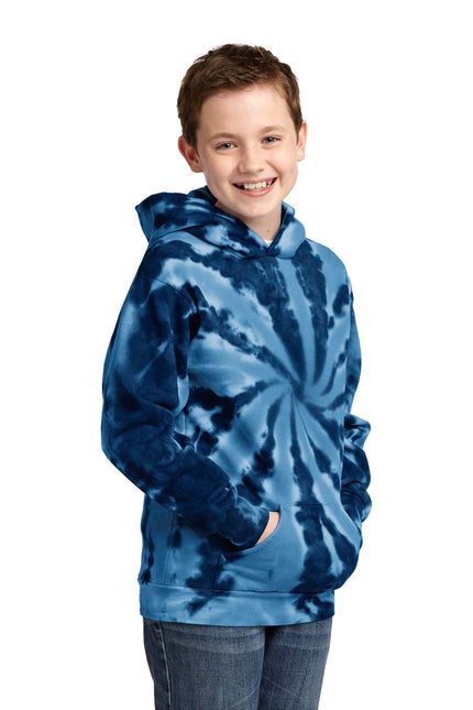 Port & Company Youth Tie-Dye Pullover Hooded Sweatshirt. PC146Y - Navy